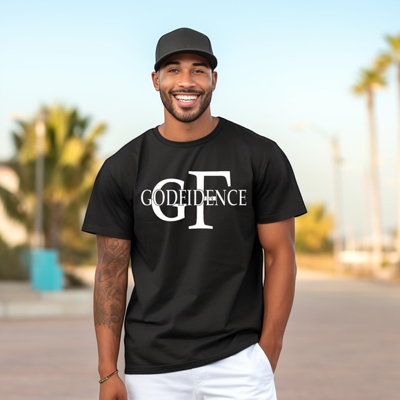 Black Godfidence Unisex T-Shirt Short Sleeve Faith God Church Religious Gift - Picture 6 of 6